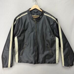 Vintage Arizona Cafe Jacket Mens XL Leather Moto Stripe Racing Biker Bomber